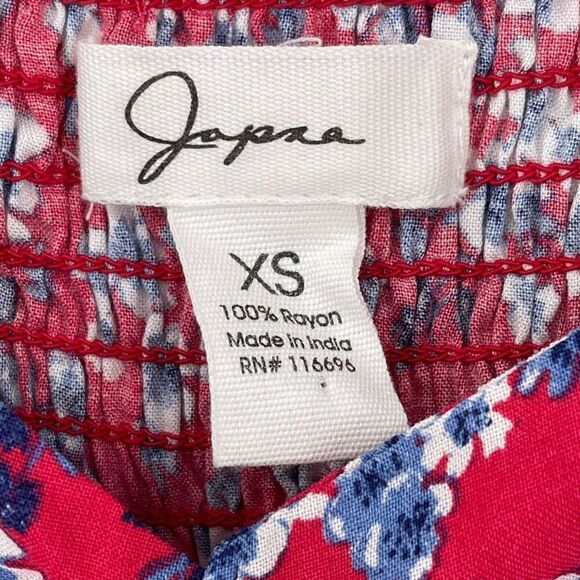 Japna Floral Ruffle Short Sleeve Off The Shoulder Flowy Top Boho Juniors XS Red - Picture 3 of 5